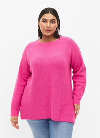 Melert-genser med glidelås i siden, R. Rose/White Mel., Model