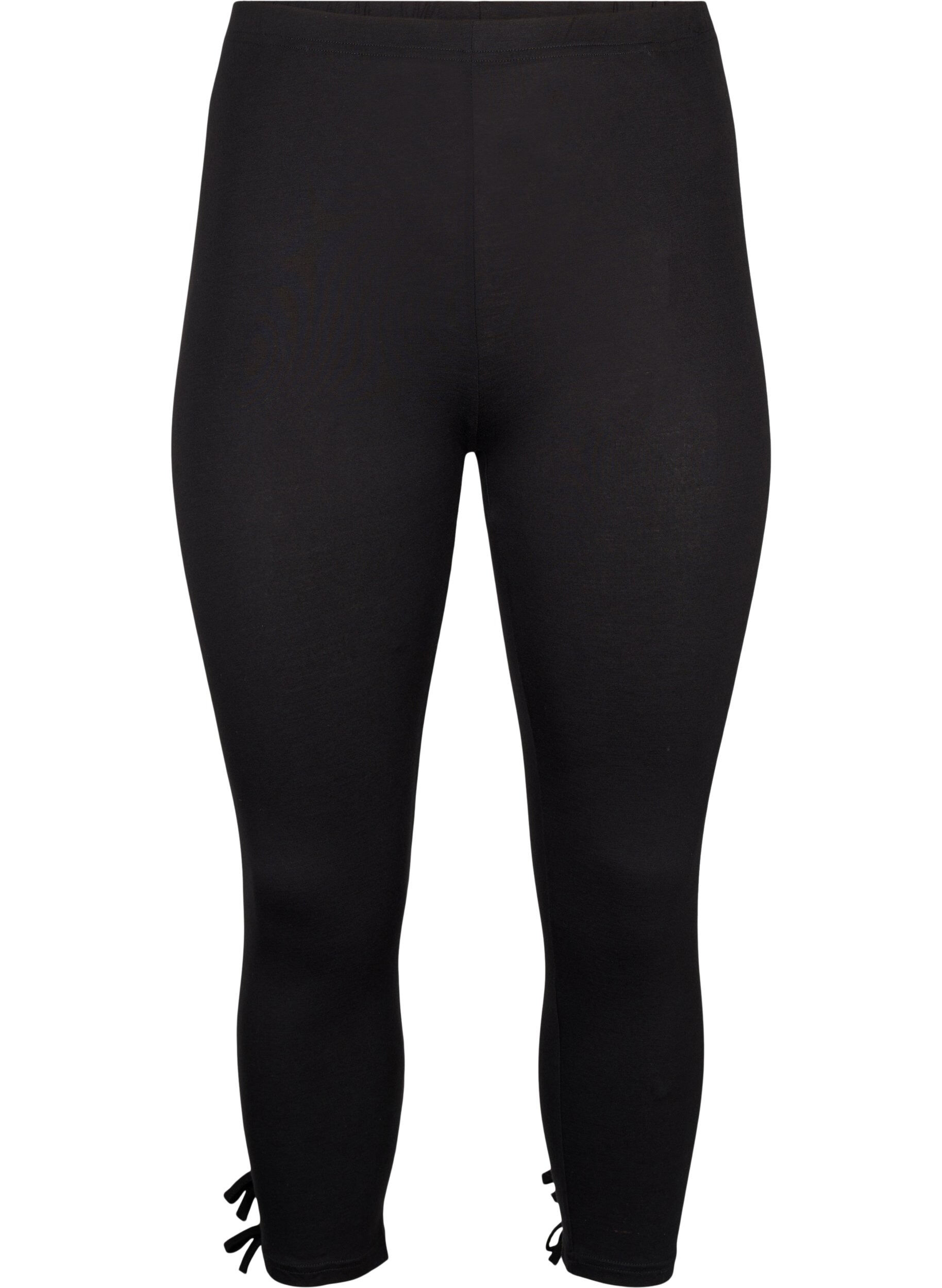 Zizzi 3/4-leggings i viskose med sl&oslash;yfe, Black, Packshot image number 0