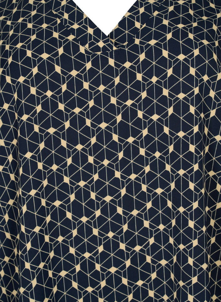A-formet tunika med trykk, Blue Beige AOP, Packshot image number 2