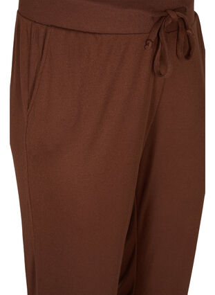 Bukser med lommer og knyting, Dark Brown Mel. , Packshot image number 2