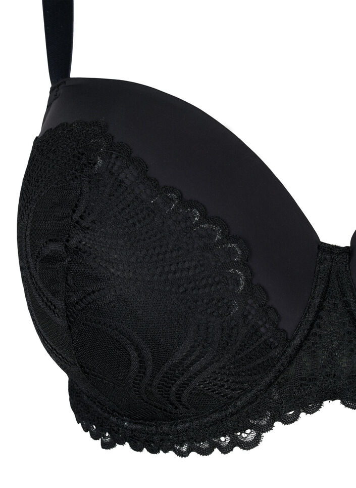 Formstøpt bøyle-BH med blonder, Svart, Packshot image number 2