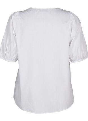 Zizzi Kortermet bluse med blondedetalj, Bright White, Packshot image number 1
