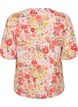 Bluse med blomsterm&oslash;nster, hullbroderi og V-hals, Rosa, Packshot image number 1