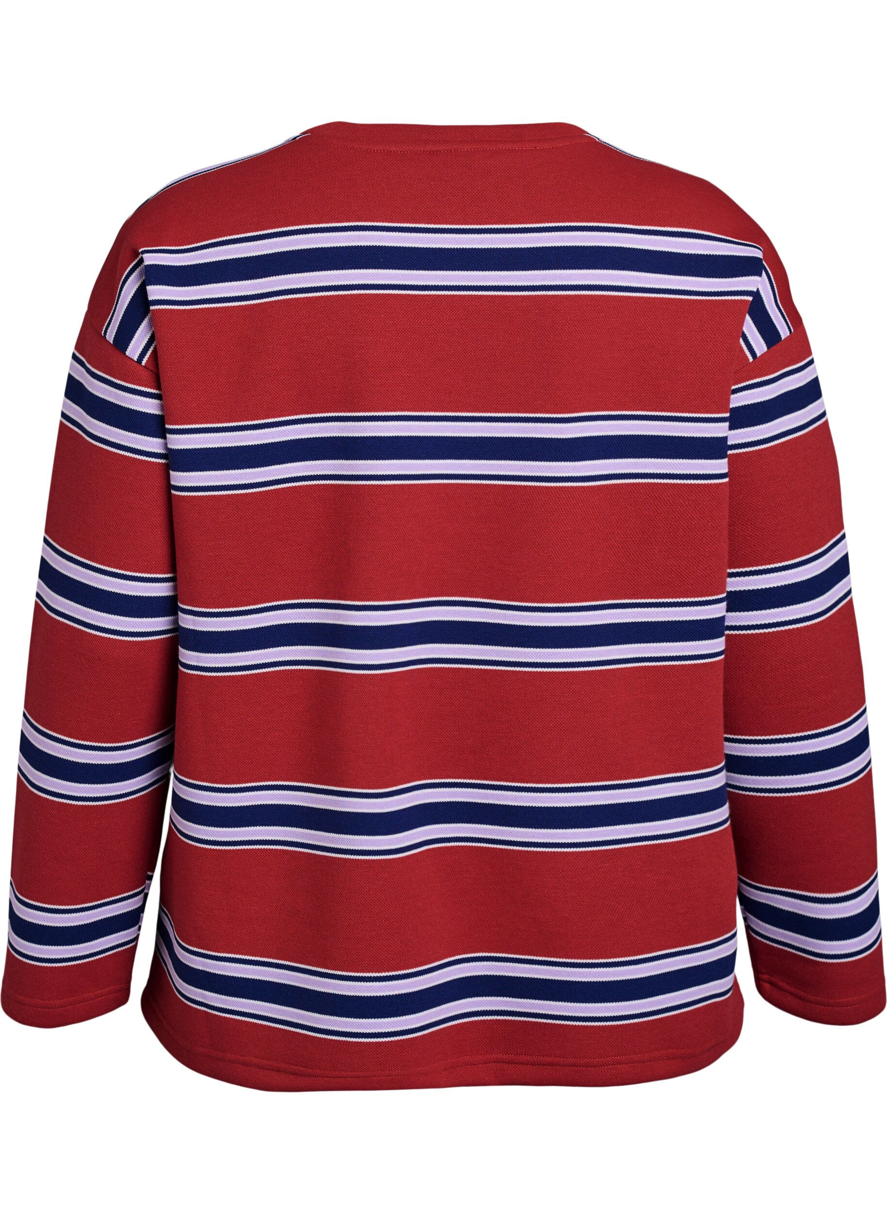 Zizzi Jerseybluse med brede striper, R&oslash;d, Packshot image number 1