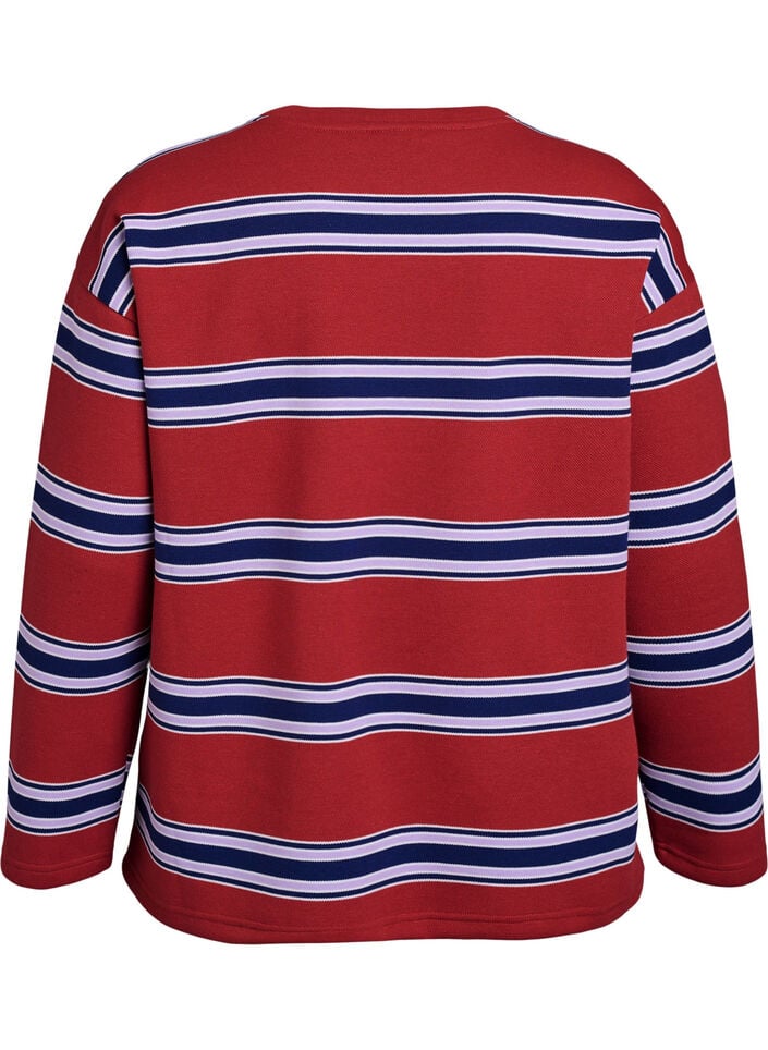 Jerseybluse med brede striper, Rød, Packshot