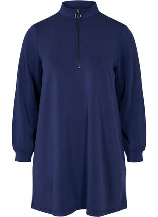 Tunikakjole med høy hals og glidelåsdetalj, Medieval Blue, Packshot image number 0