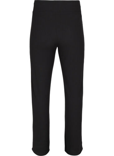 Flared treningsbukser i ribbet materiale, Black, Packshot image number 1