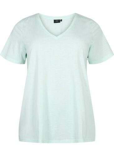 Kortermet T-skjorte med V-hals, Honeydew, Packshot image number 0