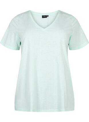 Kortermet T-skjorte med V-hals, Honeydew, Packshot image number 0