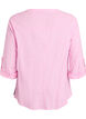Bluse i bomull med V-hals, Rosa, Packshot image number 1