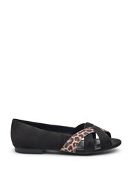 Wide fit - Spisse ballerinaflats, Black Leopard