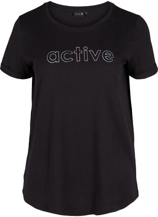 T-skjorte med trykk i bomull til trening , Black Lights Active, Packshot image number 0