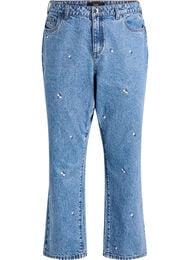 Høy-midje Gemma jeans med broderte detaljer, Blå