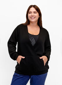 Genser med v-hals og lomme, Black, Model