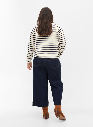 Cropped jeans med vidde, Unwashed, Model image number 1