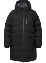 Pufferjakke med hette og lommer, Black