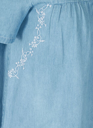 Kortermet bluse med broderi, Light blue denim ASS, Packshot image number 3