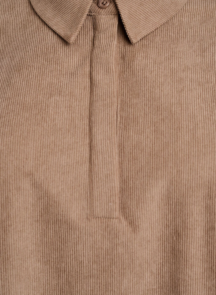 Langermet skjortebluse i cordfløyel, Caribou, Packshot