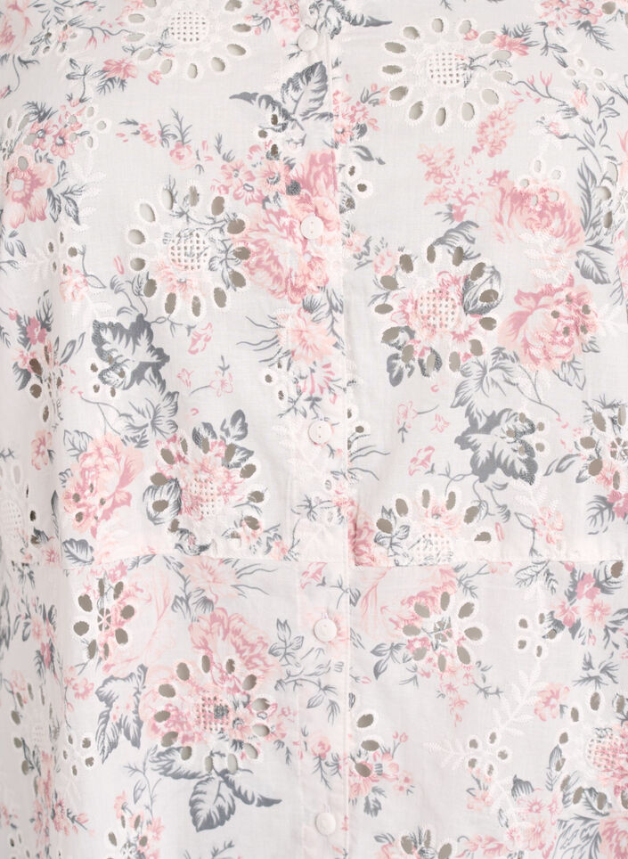 Bomullskjole med blomsterm&oslash;nster og broderie anglaise, Vanilje, Packshot image number 2