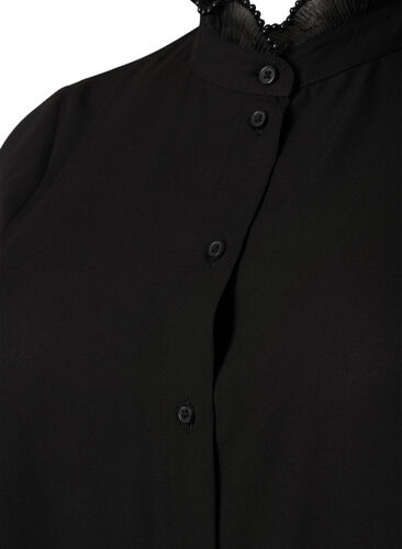 Skjortebluse med volangdetaljer, Black, Packshot image number 2