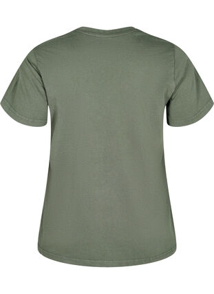 Zizzi T-skjorte med trykk i økologisk bomull, Grønn, Packshot image number 1