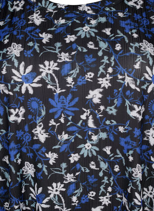 FLASH - Kjole med blomstertrykk og korte ermer, Black Blue Green AOP, Packshot image number 2