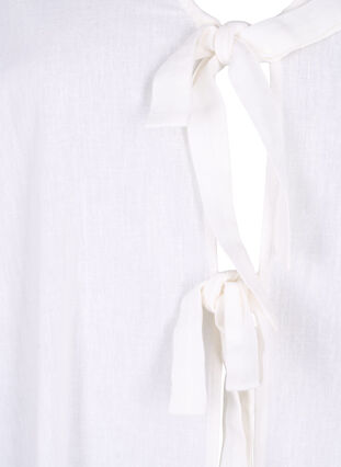 3/4-ermet bomullsbluse i bomullsblanding med lin, Bright White, Packshot image number 2
