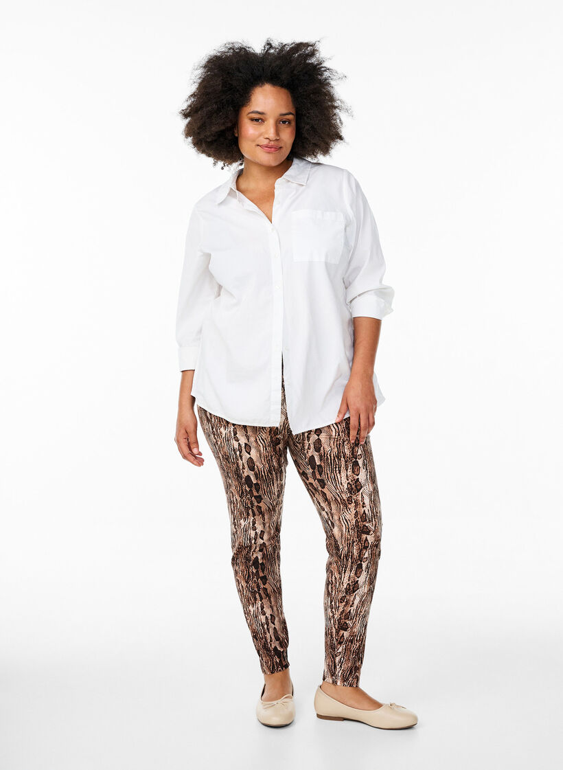 Viskose leggings med print, Brun, Model image number 1