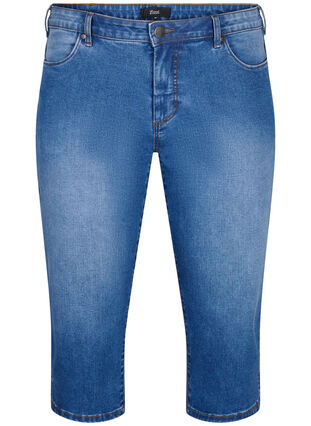 Zizzi Emily knebukser i denim med smal passform, Blue Denim, Packshot image number 0