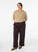 Stripete bluse med lange ermer, Brun, Model image number 1