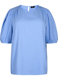 Viskosebluse med 1/2-ermer, Cornflower Blue
