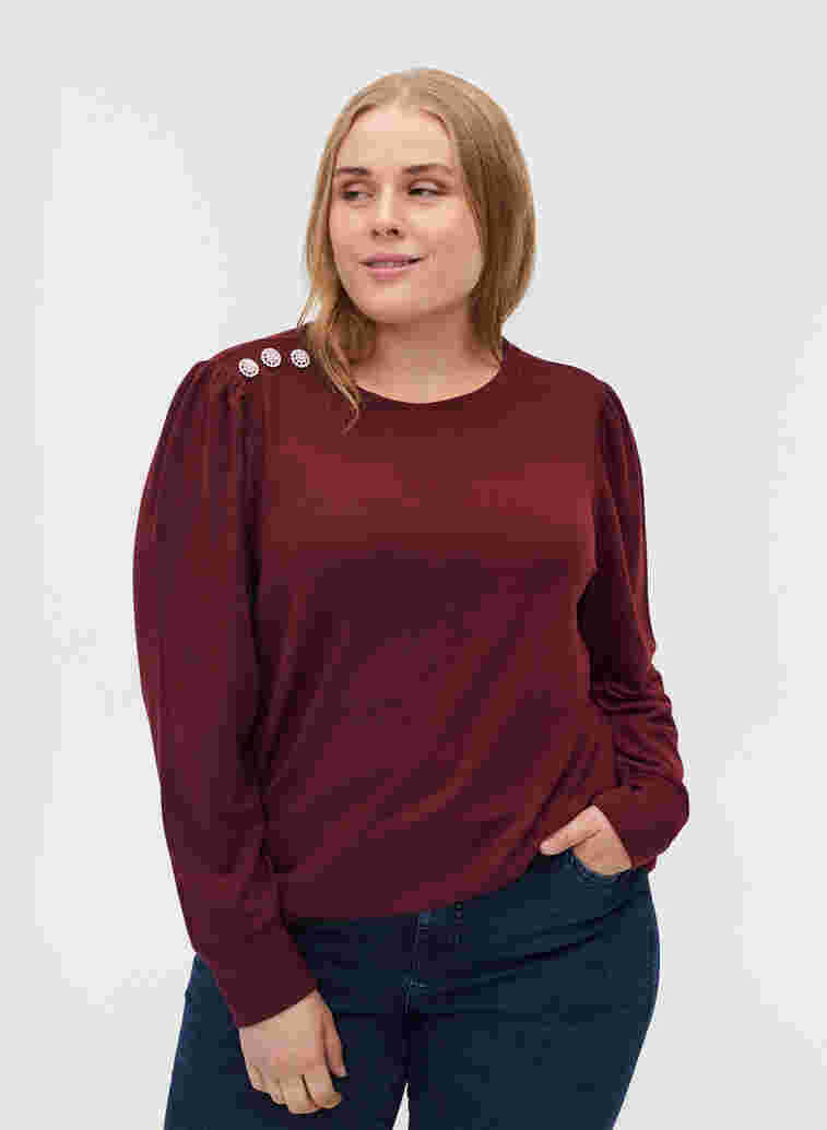 Langermet bluse med skulderdetaljer, Port Royal, Model image number 0