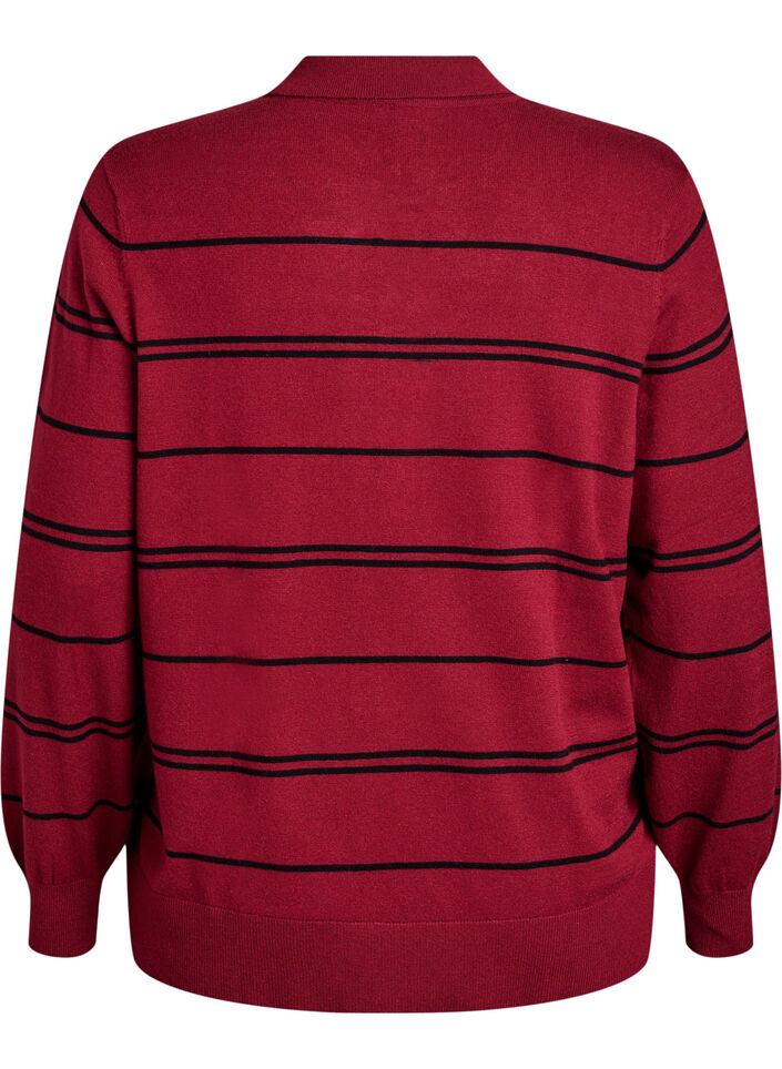 Strikkeplagg med krage, Rød, Packshot image number 1