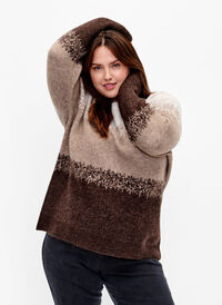 Strikket bluse med brede striper, Pumice Stone Comb, Model