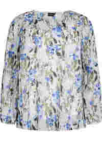 Mønstrete bluse med lange ermer