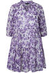 Tunika med blomstermønster og lurex, Beige/Purple Flower, Packshot image number 0