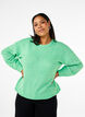 Langermet strikket genser med ull og rund hals, Light G. Green Mel., Model image number 0