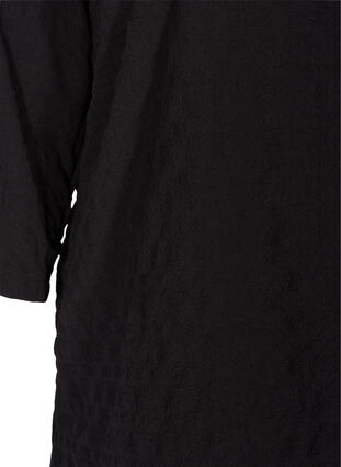 Rutete bluse med 3/4-ermer og volangkant, Black, Packshot image number 3