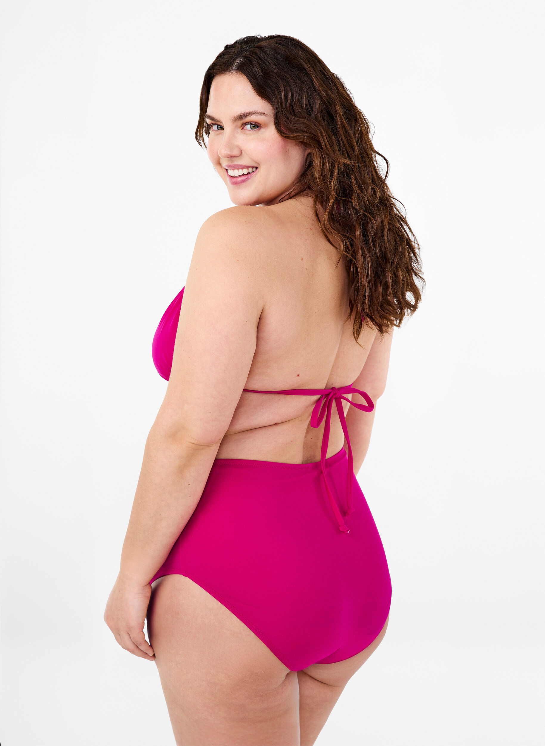 Zizzi Bikinibunn med h&oslash;y midje, Rosa, Model image number 1