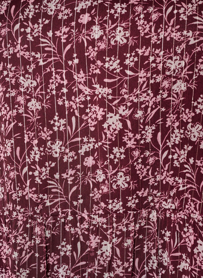 Tunika med blomsterm&oslash;nster og glittertr&aring;der, R&oslash;d, Packshot image number 2