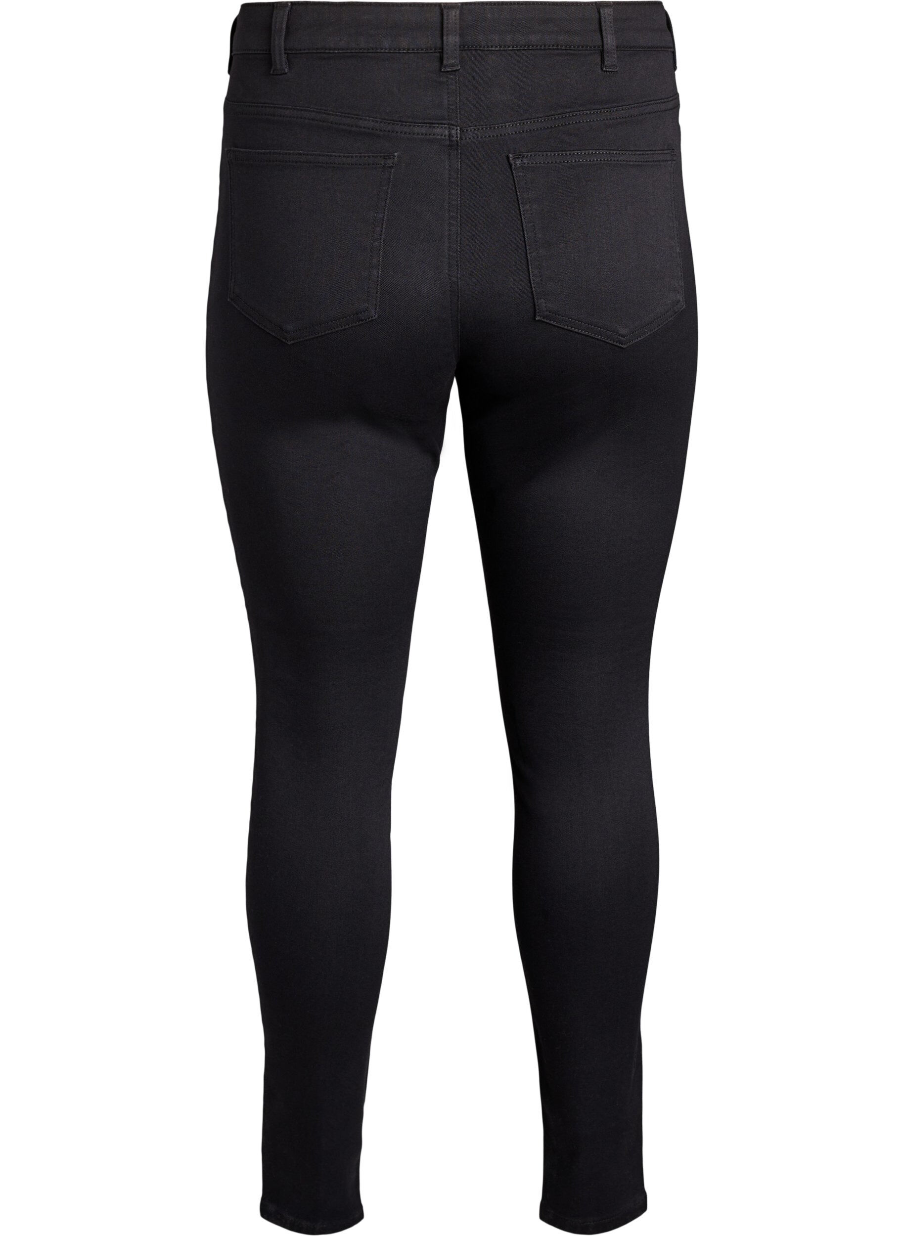ZizziSuper slim Amy jeans med h&oslash;y midje, Svart, Packshot image number 1