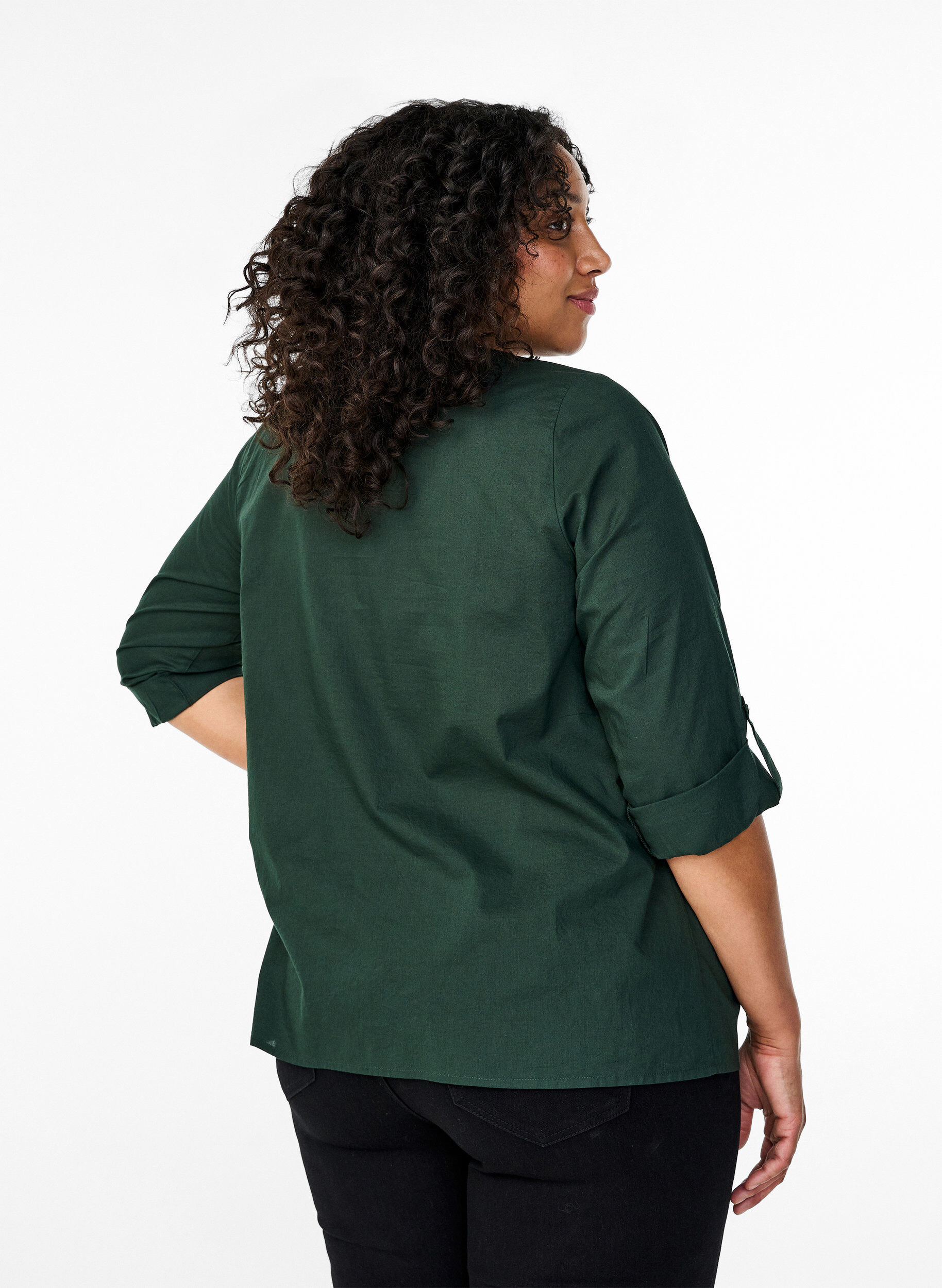 Zizzi FLASH &ndash; skjorte med hekledetaljer, Scarab, Model image number 1