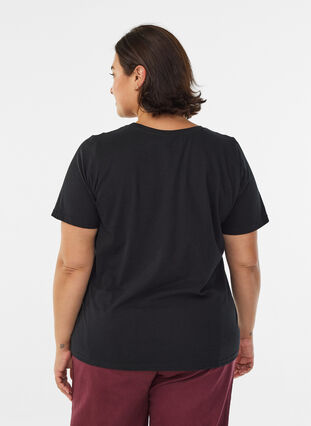 Zizzi FLASH - T-skjorte med motiv, Black Troubles, Model image number 1