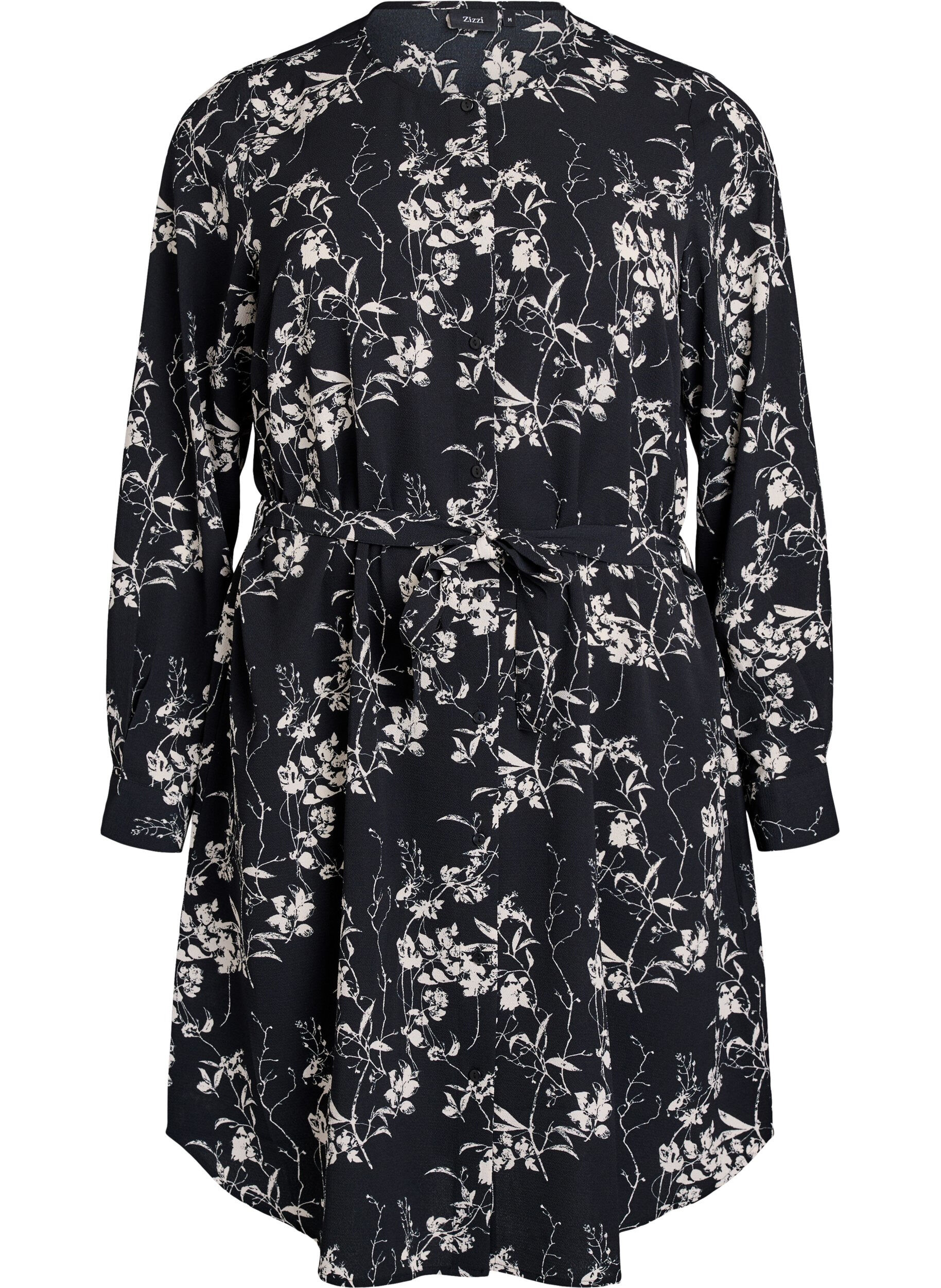 Langermet skjortekjole med knytebelte