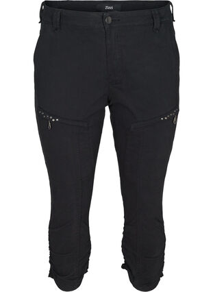 Tettsittende Nille capri jeans, Black, Packshot image number 0