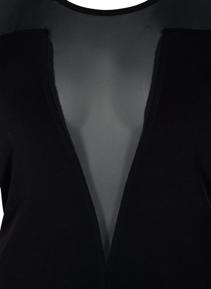 Tettsittende body med mesh, Black, Packshot image number 2