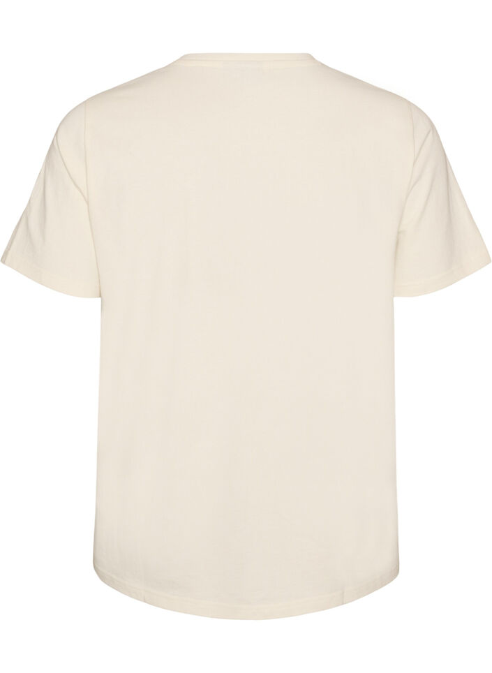 T-skjorte i bomull med teksttrykk, Hvit, Packshot image number 1