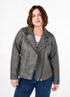 Jakke i kunstskinn med slitt look, Dark Grey Wash, Model image number 0