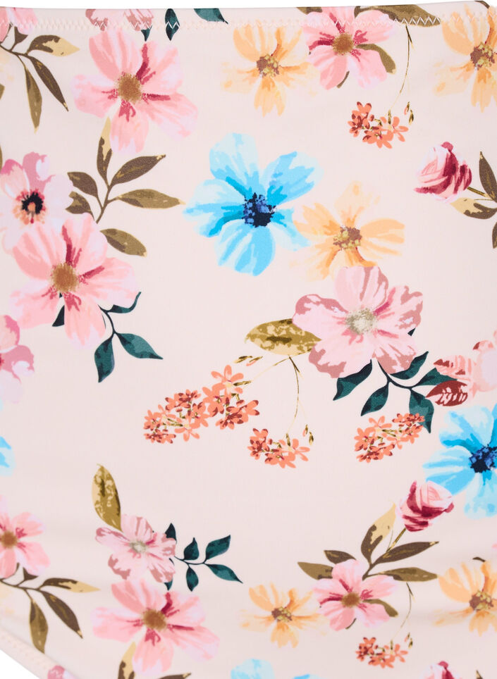 Bikinitruse med ekstra høyt liv og blomstermønster, Beige, Packshot image number 2