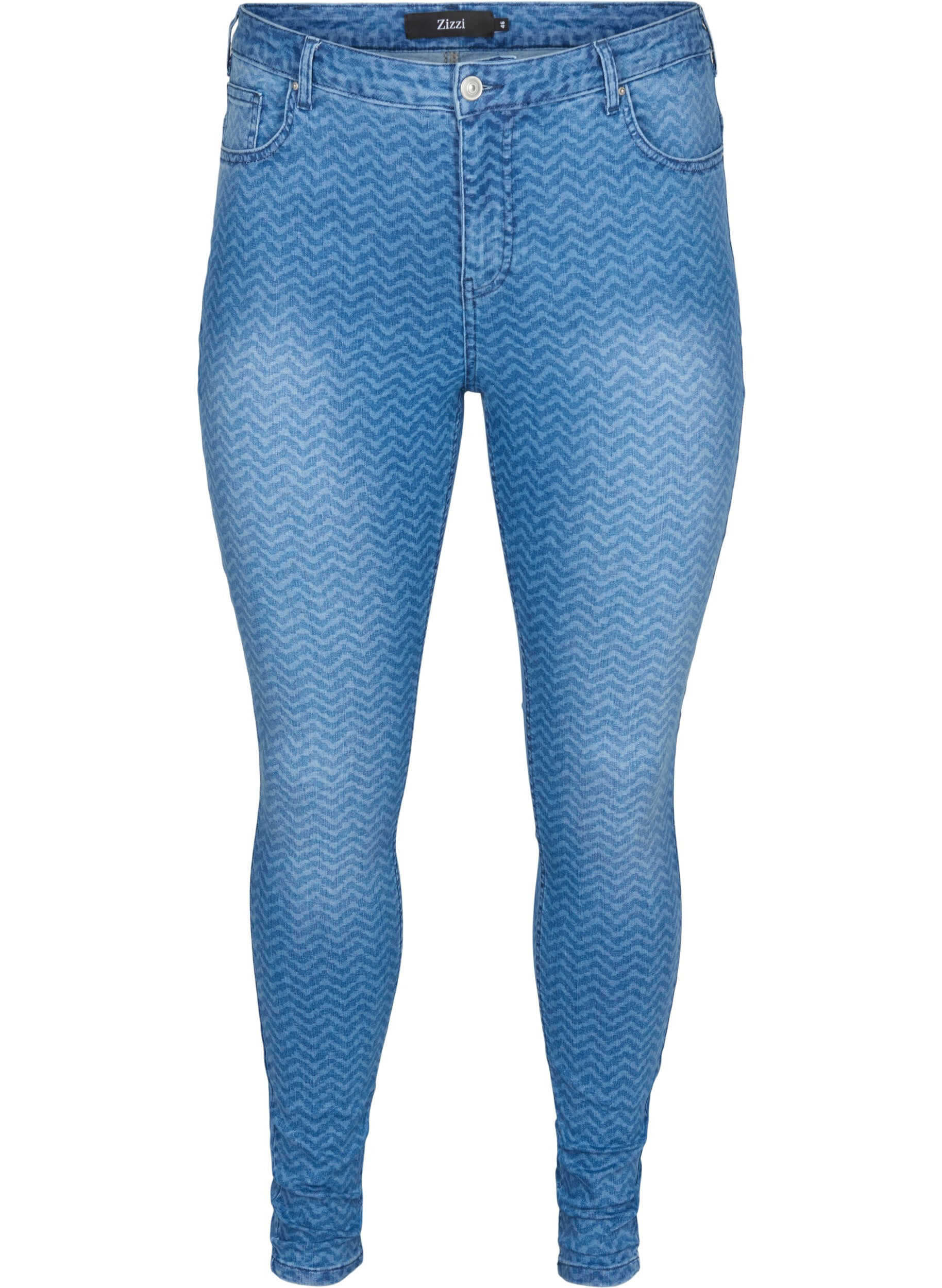Zizzi M&oslash;nstrete Amy jeans med h&oslash;yt liv, Ethnic Pri, Packshot image number 0